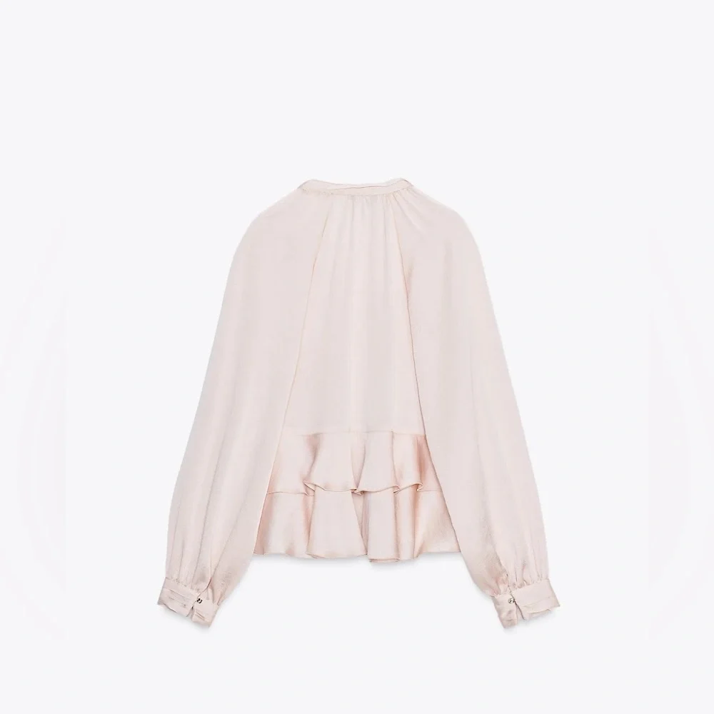ZARA PINK RUFFLED BLOUSE SIZE M - Picture 6 of 9